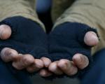 hands of homeless person