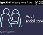 outline of two adults with the words adult social care
