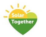 Solar Together logo, which has the words "Solar Together" on a yellow and green heart