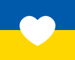 Ukrainian flag with white heart in the centre