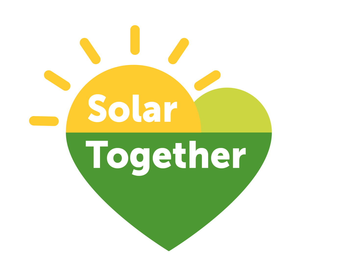Solar Together logo, which has the words "Solar Together" on a yellow and green heart