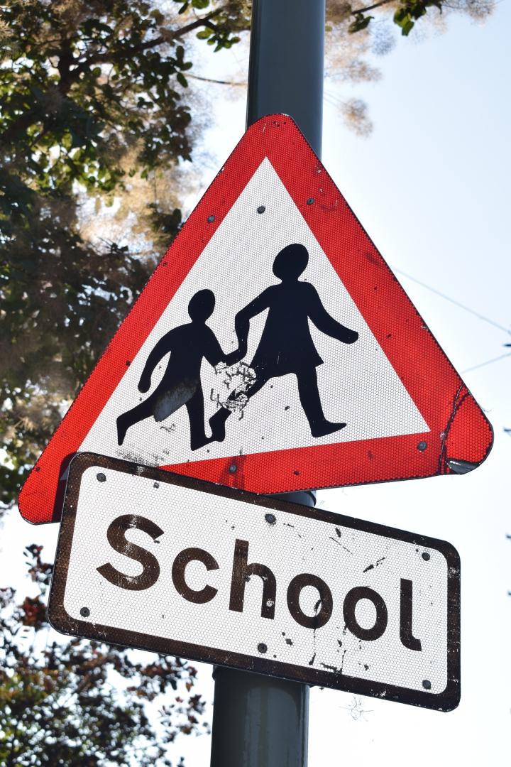 A school street sign