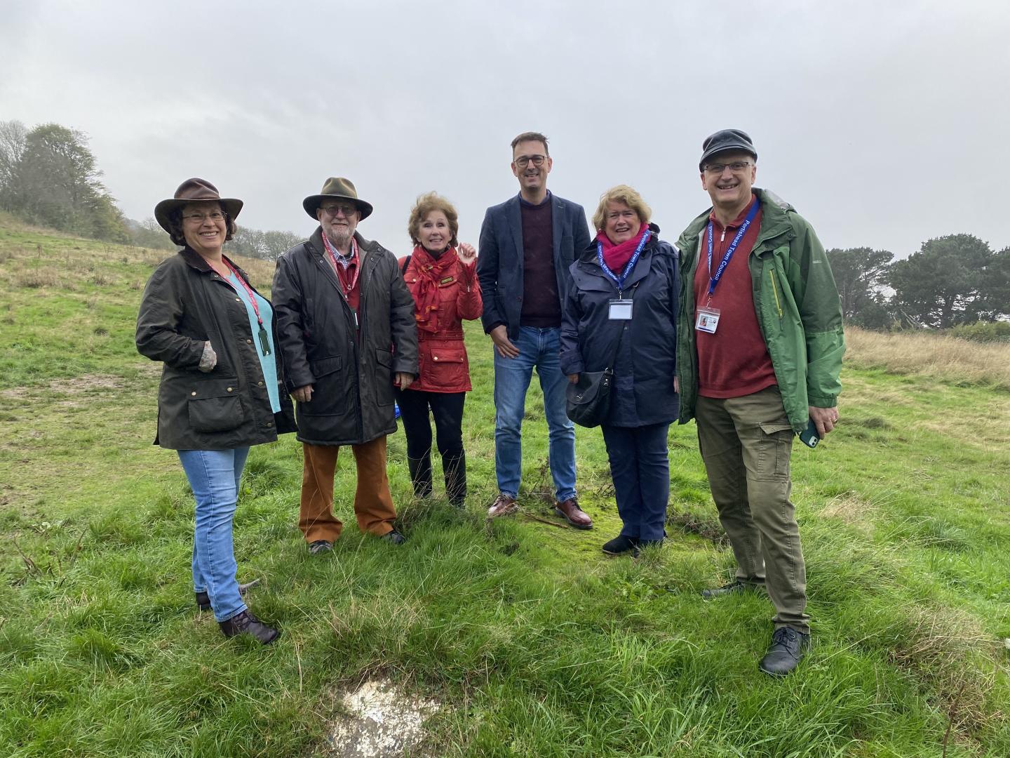 A photo of Portishead local residents with North Somerset Council and Portishead Town Council councillors on land at the former Portishead Approach Golf Course.