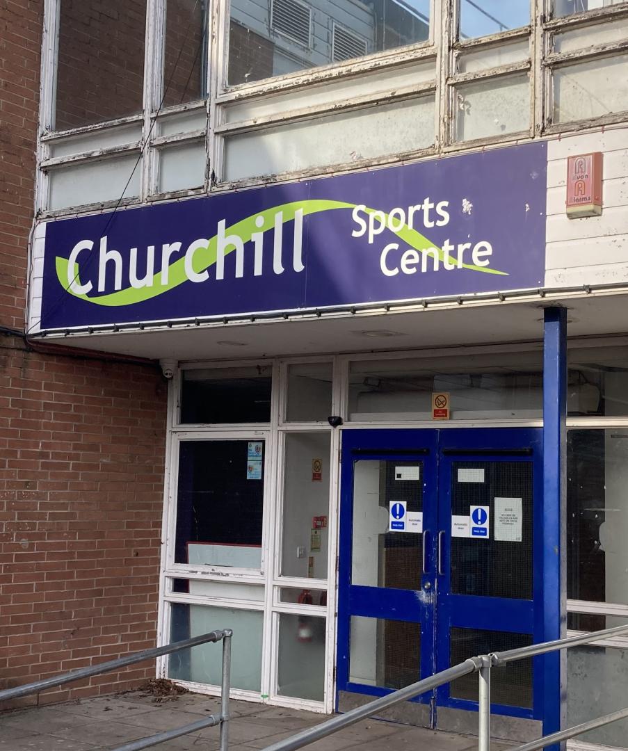 A photo of the entrance to Churchill Sports Centre.