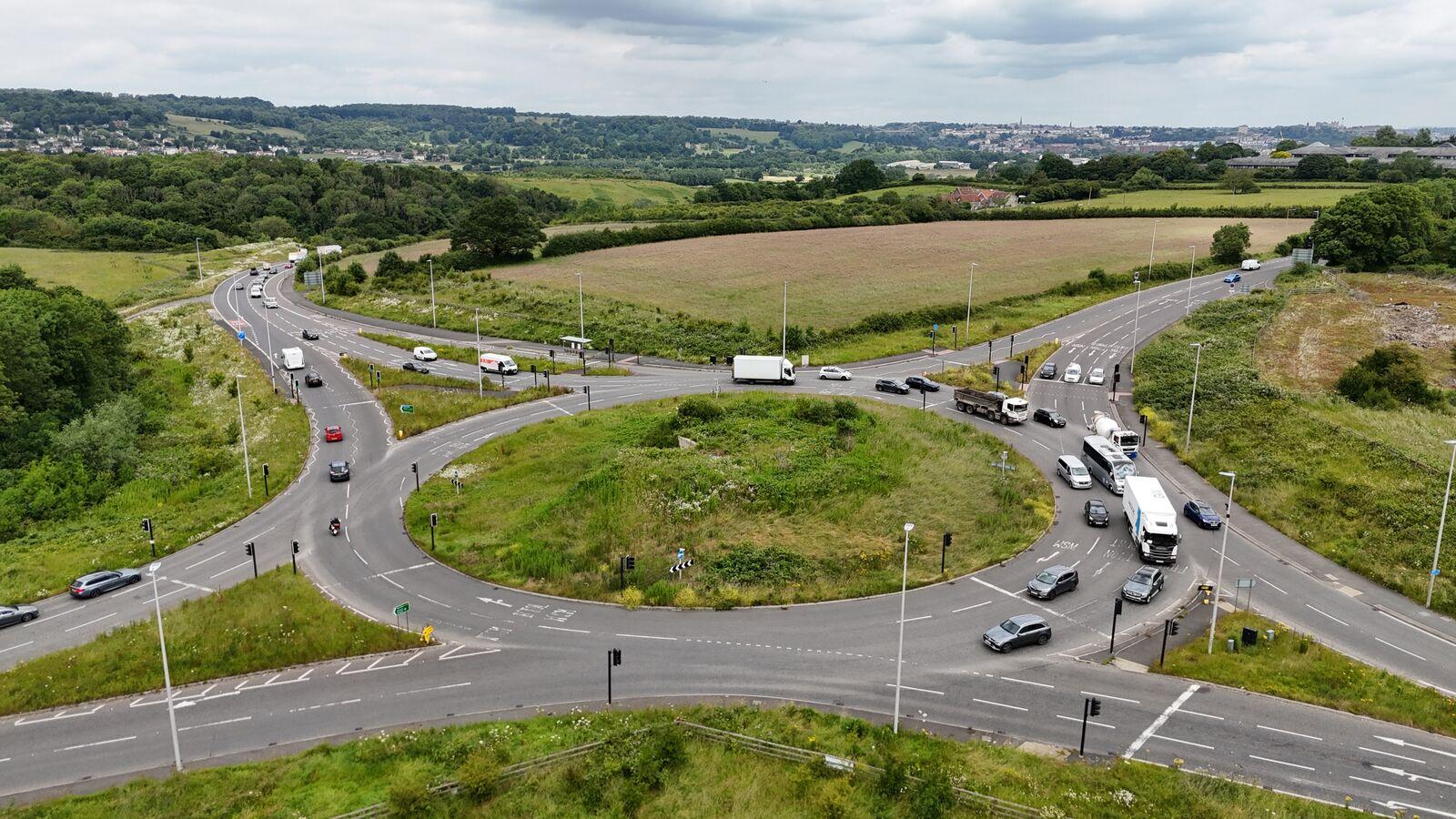 An aerial view of the current Lime Kiln roundabout