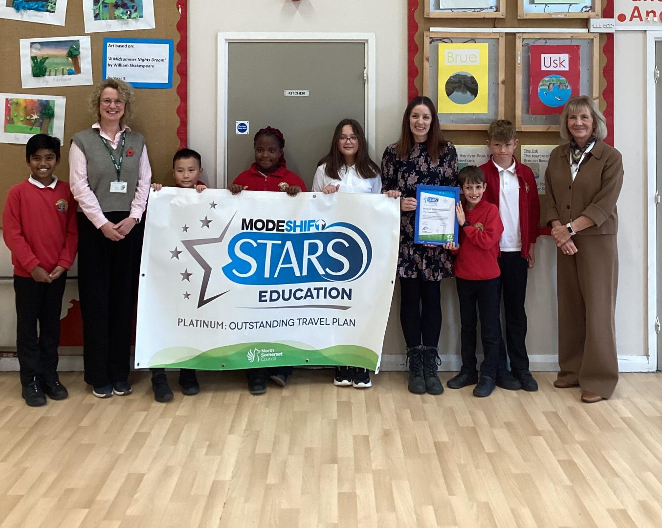 Pupils celebrating award