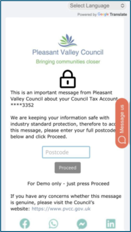 A screenshot showing a post code entry screen