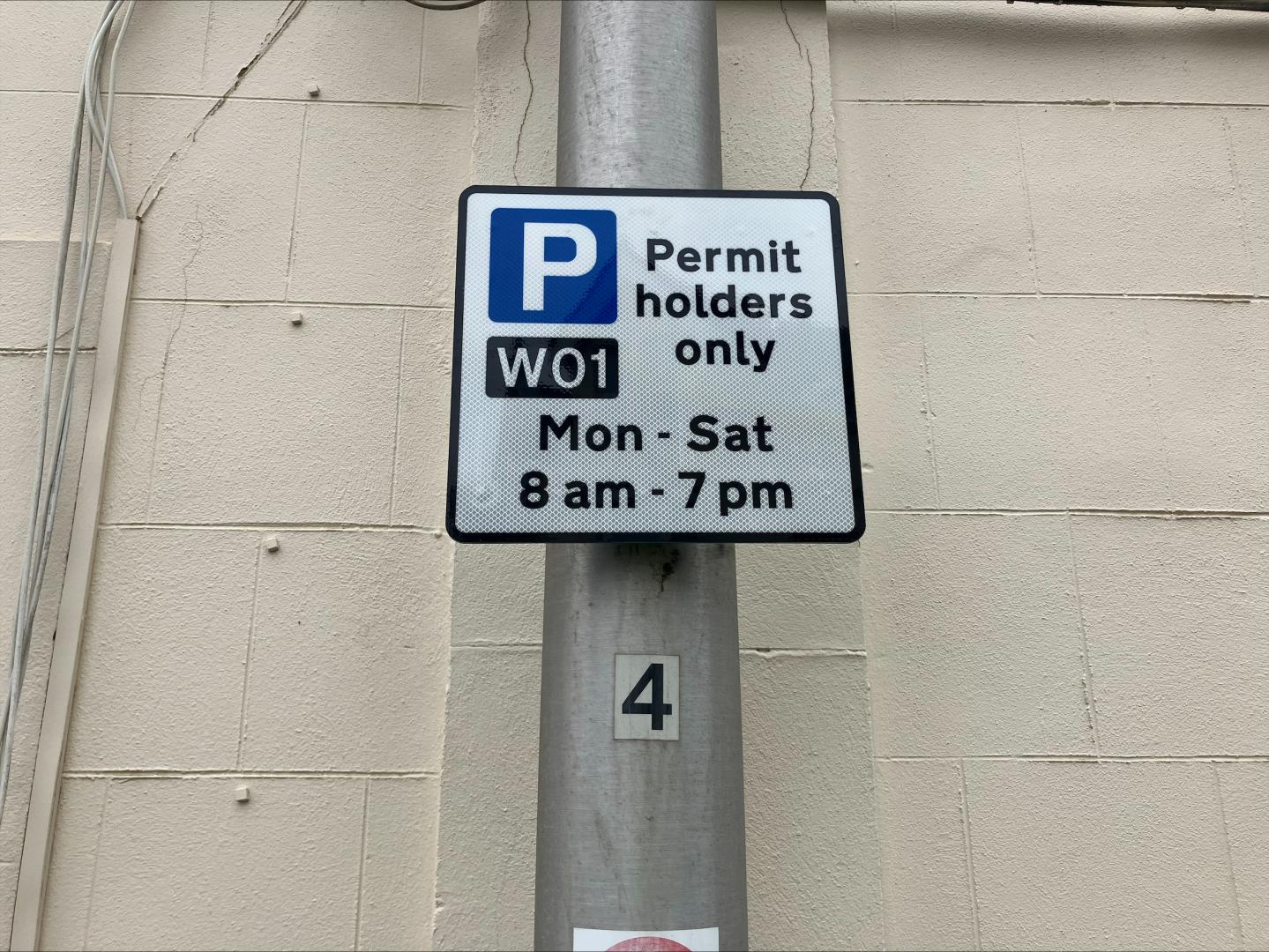 Sign showing terms of Weston RPS