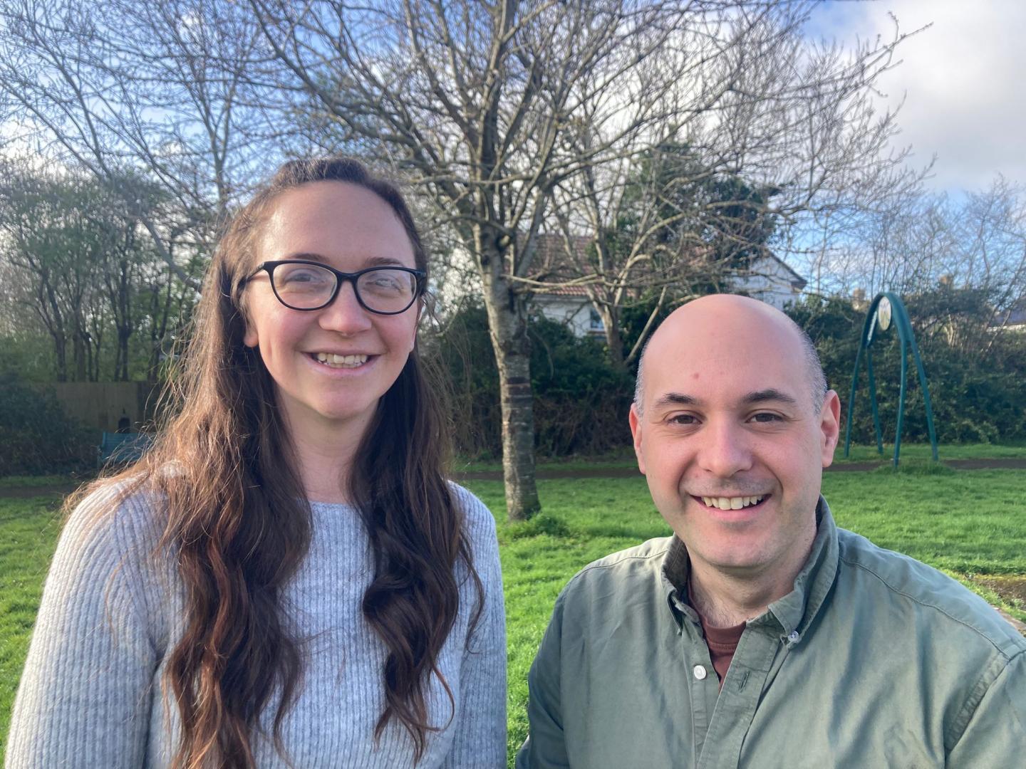Chloe and John stood together smiling