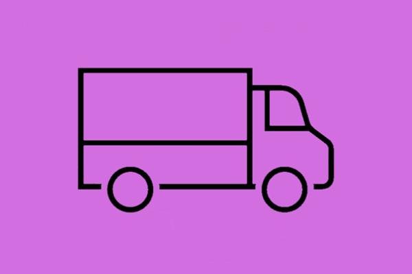 Purple background with a truck icon