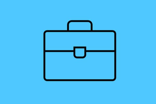 Blue background with a black briefcase icon