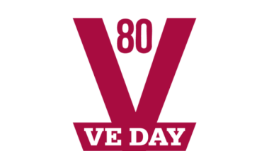 VE Day 80 logo: a red V with the number 80 above it and the words VE Day at the bottom.